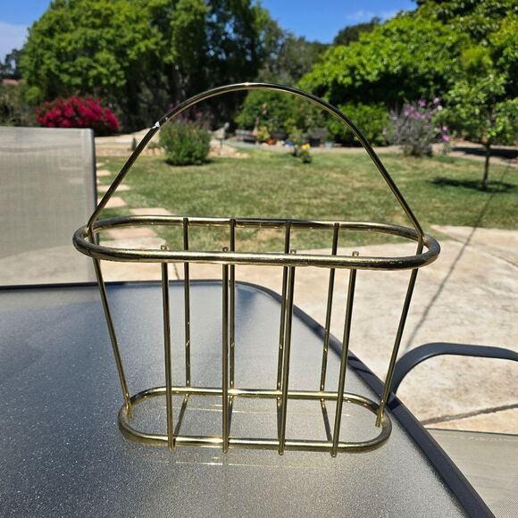 Mid Century Modern Brass Magazine Rack Book Holder Vintage - Picture 7 of 8